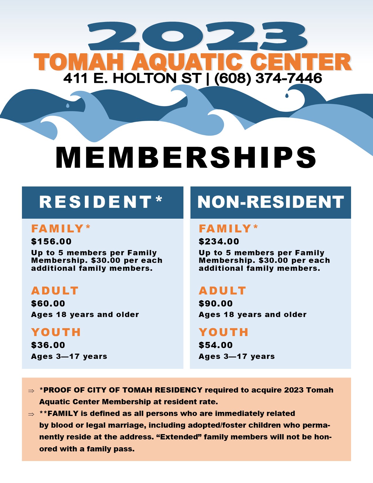 2023 Pool Pass Information Tomah Wisconsin