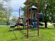 Green and Red Swing Set