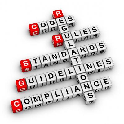 Regulations,codes,rules,standards,guidelines,complicance in crossword puzzle format