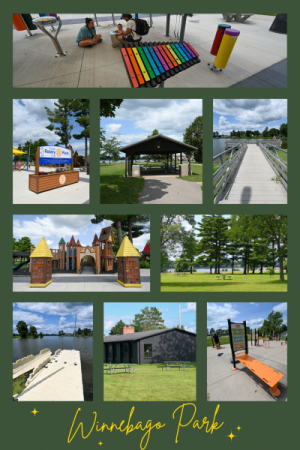 Winnebago Wonderland, music park, pavilions, shelter, pier, boat and kayak launches