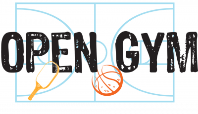 Open Gym sign with pickle ball and basketball