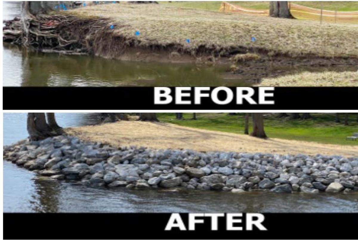 Before and After adding Rocks to Lake Tomah